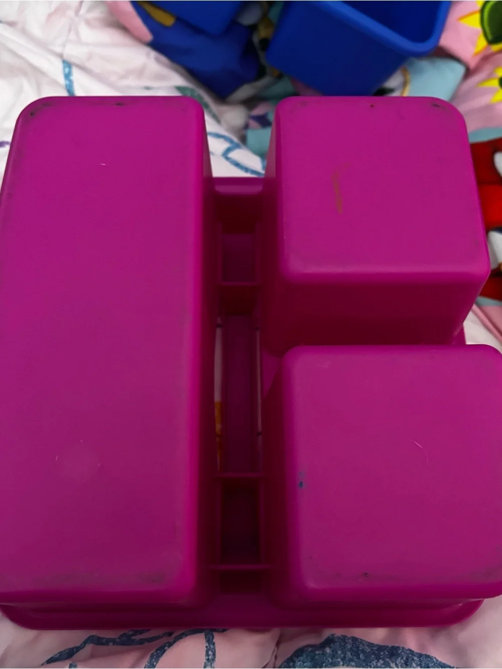 Blue & Pink Plastic Stackable Organizer Caddies
